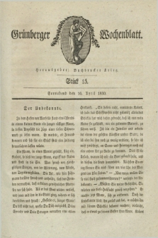 Gruenberger Wochenblatt. 1830, Stück 15 (10 April)