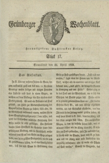 Gruenberger Wochenblatt. 1830, Stück 17 (24 April)