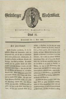 Gruenberger Wochenblatt. 1830, Stück 18 (1 Mai)