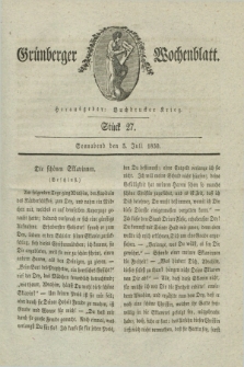 Gruenberger Wochenblatt. 1830, Stück 27 (3 Juli)