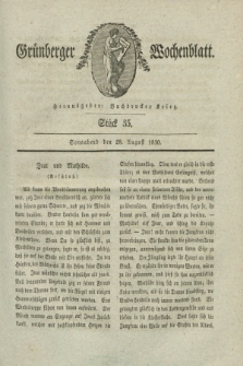 Gruenberger Wochenblatt. 1830, Stück 35 (28 August)