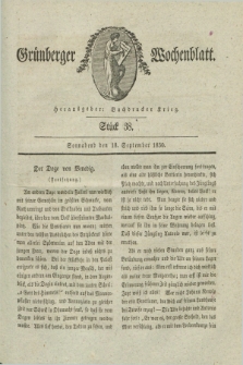 Gruenberger Wochenblatt. 1830, Stück 38 (18 September)