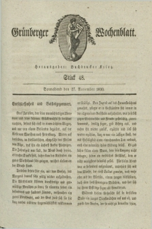 Gruenberger Wochenblatt. 1830, Stück 48 (27 November)