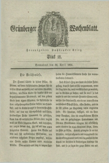 Gruenberger Wochenblatt. 1831, Stück 18 (30 April)
