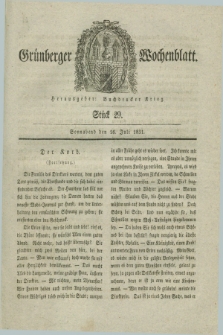 Gruenberger Wochenblatt. 1831, Stück 29 (16 Juli)