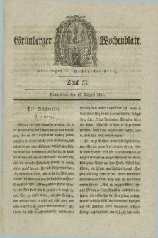 Gruenberger Wochenblatt. 1831, Stück 33 (13 August)
