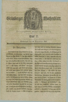 Gruenberger Wochenblatt. 1831, Stück 37 (10 September)