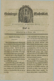 Gruenberger Wochenblatt. 1831, Stück 41 (8 Oktober)