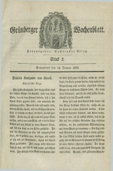 Gruenberger Wochenblatt. 1833, Stück 2 (12 Januar)