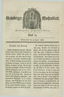Gruenberger Wochenblatt. 1833, Stück 14 (6 April)