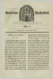 Gruenberger Wochenblatt. 1833, Stück 17 (27 April)