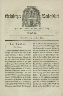 Gruenberger Wochenblatt. 1833, Stück 24 (15 Juni)