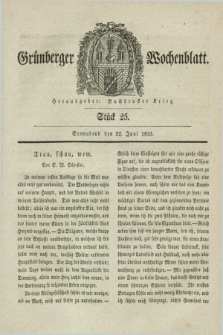 Gruenberger Wochenblatt. 1833, Stück 25 (22 Juni)