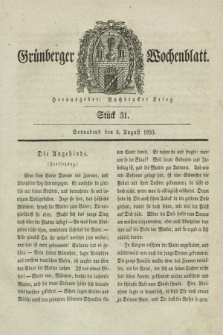 Gruenberger Wochenblatt. 1833, Stück 31 (3 August)
