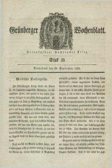 Gruenberger Wochenblatt. 1833, Stück 39 (28 September)