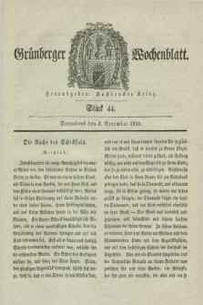 Gruenberger Wochenblatt. 1833, Stück 44 (2 November)