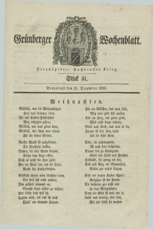 Gruenberger Wochenblatt. 1833, Stück 51 (21 Dezember)