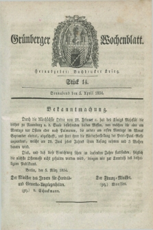 Gruenberger Wochenblatt. 1834, Stück 14 (5 April)