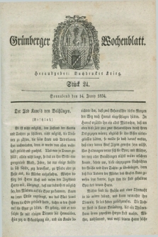 Gruenberger Wochenblatt. 1834, Stück 24 (14 Juny)