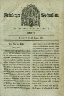Gruenberger Wochenblatt. 1835, Stück 2 (10 Januar)