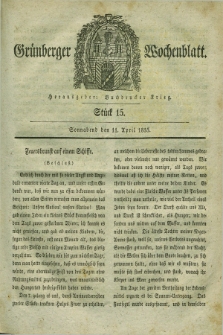 Gruenberger Wochenblatt. 1835, Stück 15 (11 April) + dod.