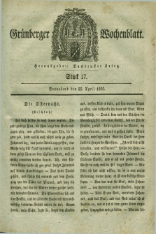 Gruenberger Wochenblatt. 1835, Stück 17 (25 April)