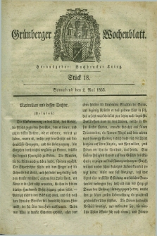 Gruenberger Wochenblatt. 1835, Stück 18 (2 Mai)