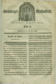 Gruenberger Wochenblatt. 1835, Stück 29 (18 Juli)