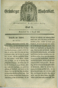 Gruenberger Wochenblatt. 1835, Stück 31 (1 August)