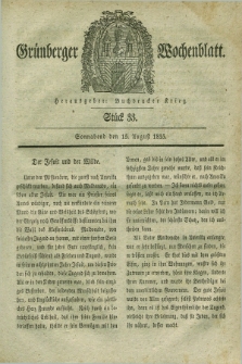 Gruenberger Wochenblatt. 1835, Stück 33 (15 August)
