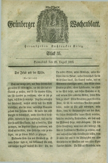 Gruenberger Wochenblatt. 1835, Stück 35 (29 August)