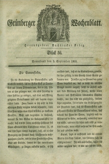 Gruenberger Wochenblatt. 1835, Stück 36 (5 September)