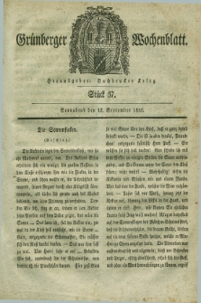 Gruenberger Wochenblatt. 1835, Stück 37 (12 September)