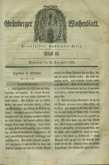 Gruenberger Wochenblatt. 1835, Stück 39 (26 September)