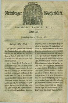 Gruenberger Wochenblatt. 1835, Stück 40 (3 Oktober)
