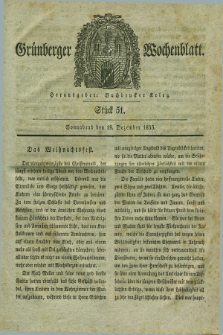 Gruenberger Wochenblatt. 1835, Stück 51 (19 Dezember)