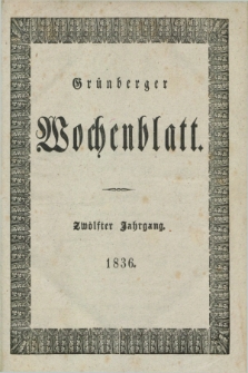 Gruenberger Wochenblatt. Jg.12, Stück 1 (2 Januar 1836)