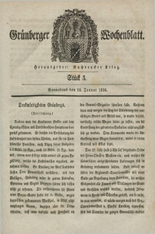 Gruenberger Wochenblatt. [Jg.12], Stück 3 (16 Januar 1836)