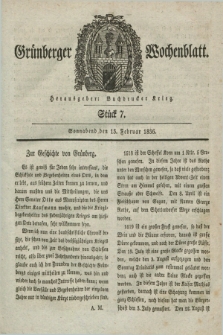 Gruenberger Wochenblatt. [Jg.12], Stück 7 (13 Februar 1836)