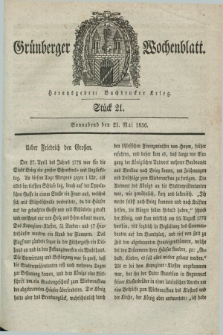 Gruenberger Wochenblatt. [Jg.12], Stück 21 (21 Mai 1836)