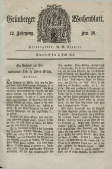 Gruenberger Wochenblatt. Jg.12, Nro. 28 (9 Juli 1836) + dod.