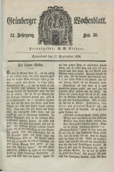 Gruenberger Wochenblatt. Jg.12, Nro. 38 (17 September 1836) + dod.