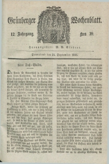 Gruenberger Wochenblatt. Jg.12, Nro. 39 (24 September 1836) + dod.