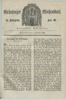 Gruenberger Wochenblatt. Jg.12, Nro. 40 (1 Oktober 1836) + dod.
