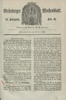 Gruenberger Wochenblatt. Jg.12, Nro. 42 (15 Oktober 1836) + dod.