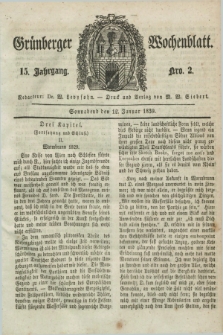 Gruenberger Wochenblatt. Jg.15, Nro. 2 (12 Januar 1839) + dod.