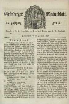 Gruenberger Wochenblatt. Jg.15, Nro. 3 (19 Januar 1839) + dod.