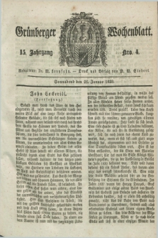 Gruenberger Wochenblatt. Jg.15, Nro. 4 (26 Januar 1839) + dod.