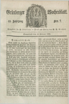 Gruenberger Wochenblatt. Jg.15, Nro. 7 (16 Februar 1839) + dod.