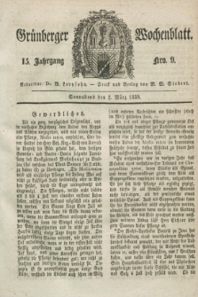 Gruenberger Wochenblatt. Jg.15, Nro. 9 (2 März 1839) + dod.